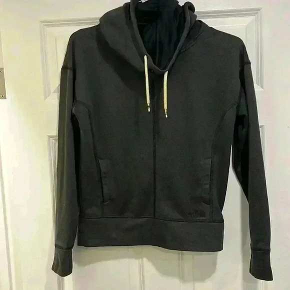 North Face Womens Sweatshirt Gray SP Pullover Hoodie Pockets Thumbholes Sporty - Picture 1 of 10